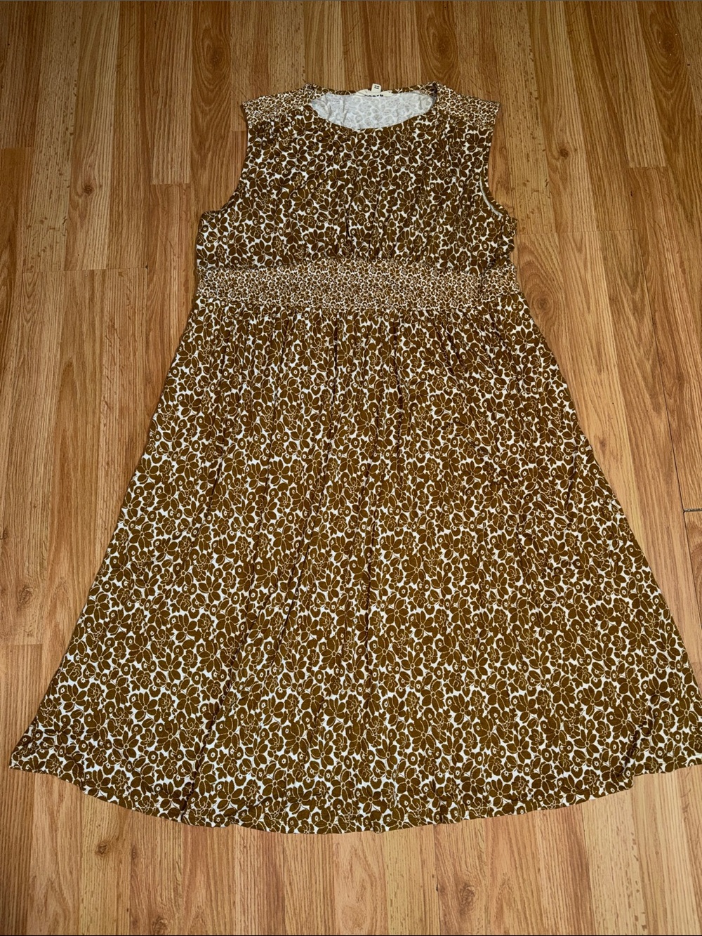 Boden Brown and White Printed Midi Dress
